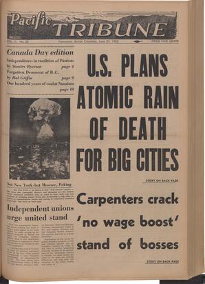  The Pacific Tribune - Friday, June 27, 1952   , page 1