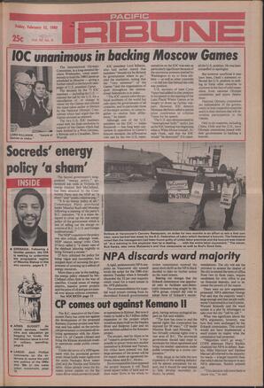   The Pacific Tribune - Wednesday, February 13, 1980   , page 1