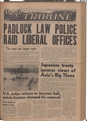   The Pacific Tribune - Friday, September 7, 1951   , page 1