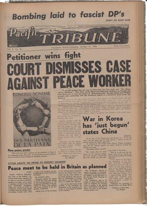   The Pacific Tribune - Friday, October 13, 1950   , page 1