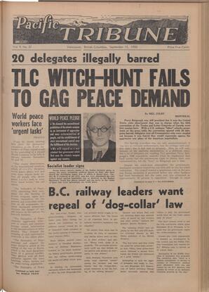   The Pacific Tribune - Friday, September 15, 1950   , page 1
