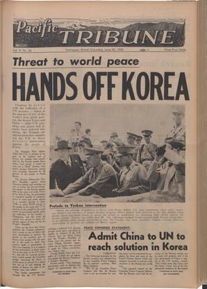   The Pacific Tribune - Friday, June 30, 1950   , page 1