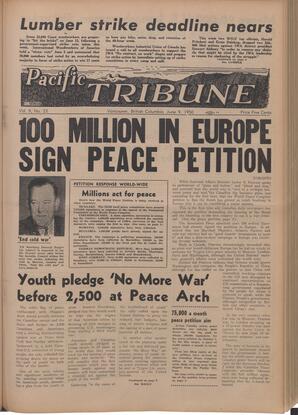   The Pacific Tribune - Friday, June 9, 1950   , page 1
