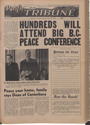   The Pacific Tribune - Friday, May 26, 1950   , page 1