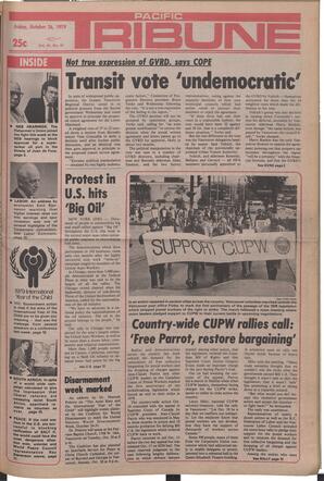   The Pacific Tribune - Friday, October 26, 1979   , page 1