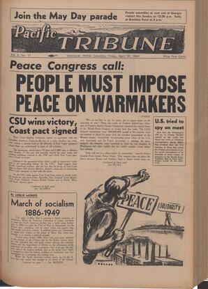   The Pacific Tribune - Friday, April 29, 1949   , page 1
