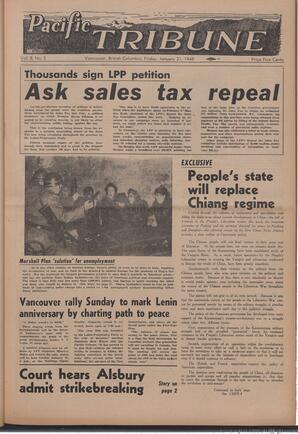   The Pacific Tribune - Friday, January 21, 1949   , page 1