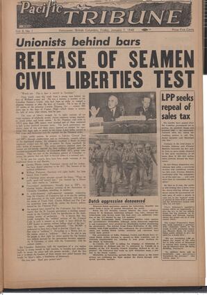   The Pacific Tribune - Friday, January 7, 1949   , page 1