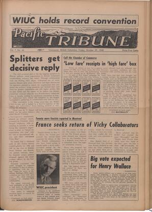   The Pacific Tribune - Friday, October 29, 1948   , page 1