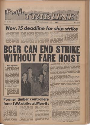   The Pacific Tribune - Friday, October 31, 1947   , page 1