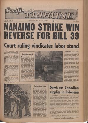   The Pacific Tribune - Friday, August 8, 1947   , page 1