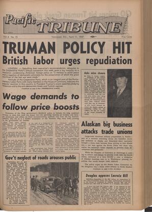   The Pacific Tribune - Friday, April 11, 1947   , page 1
