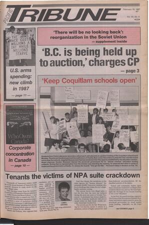   The Pacific Tribune - Wednesday, February 18, 1987   , page 1