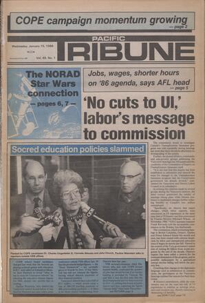   The Pacific Tribune - Wednesday, January 15, 1986   , page 1