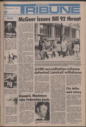   The Pacific Tribune - Friday, December 1, 1978   , page 1
