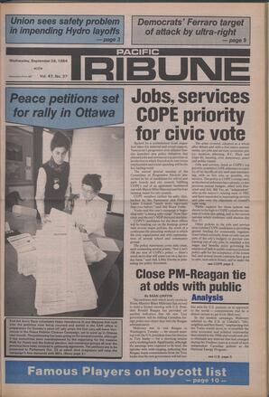   The Pacific Tribune - Wednesday, September 26, 1984   , page 1