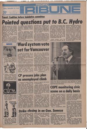   The Pacific Tribune - Friday, September 15, 1978   , page 1