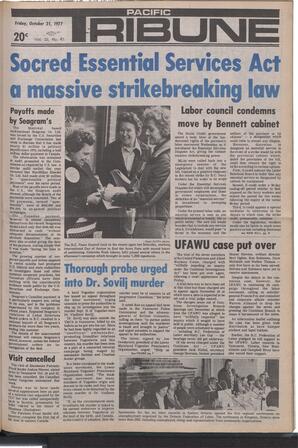   The Pacific Tribune - Friday, October 21, 1977   , page 1