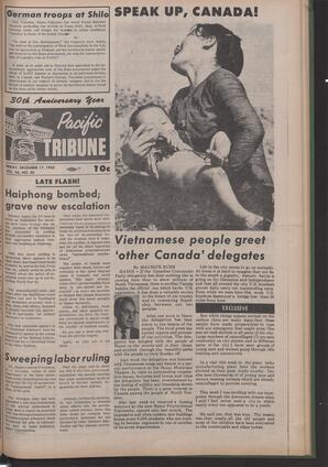   The Pacific Tribune - Friday, December 17, 1965   , page 1