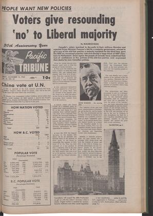   The Pacific Tribune - Friday, November 12, 1965   , page 1