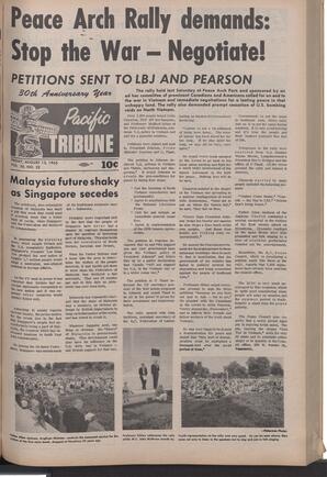   The Pacific Tribune - Friday, August 13, 1965   , page 1