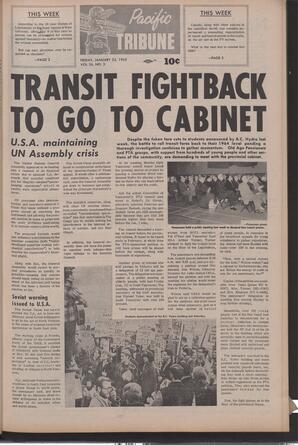   The Pacific Tribune - Friday, January 22, 1965   , page 1