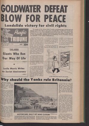   The Pacific Tribune - Friday, November 6, 1964   , page 1
