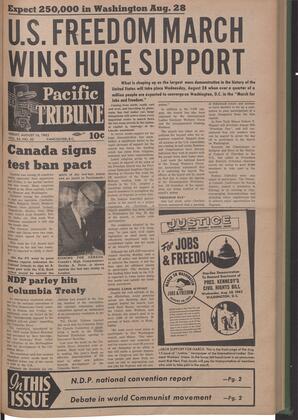   The Pacific Tribune - Friday, August 16, 1963   , page 1