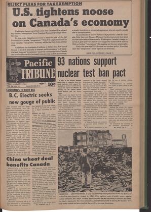  The Pacific Tribune - Friday, August 9, 1963   , page 1
