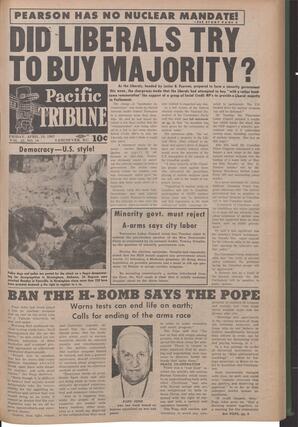   The Pacific Tribune - Friday, April 19, 1963   , page 1