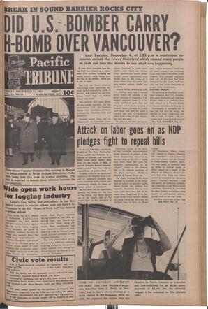   The Pacific Tribune - Friday, December 14, 1962   , page 1