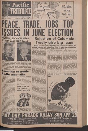   The Pacific Tribune - Thursday, April 19, 1962   , page 1