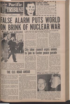   The Pacific Tribune - Friday, April 6, 1962   , page 1