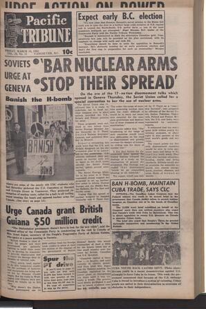   The Pacific Tribune - Friday, March 16, 1962   , page 1