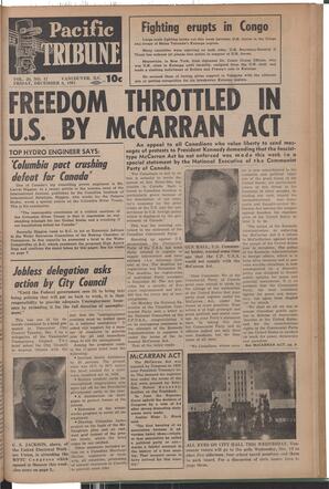   The Pacific Tribune - Friday, December 8, 1961   , page 1