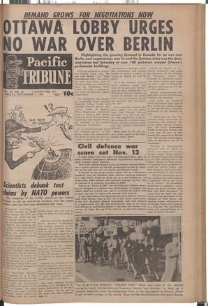   The Pacific Tribune - Friday, November 3, 1961   , page 1