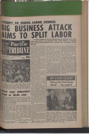   The Pacific Tribune - Friday, July 7, 1961   , page 1