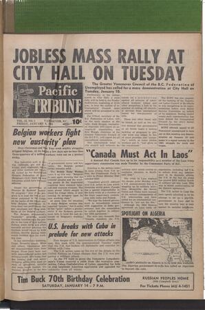   The Pacific Tribune - Friday, January 6, 1961   , page 1