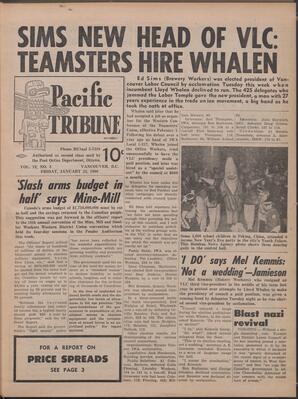  The Pacific Tribune - Friday, January 22, 1960   , page 1