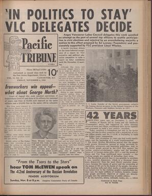   The Pacific Tribune - Friday, November 6, 1959   , page 1