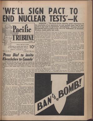   The Pacific Tribune - Friday, August 21, 1959   , page 1