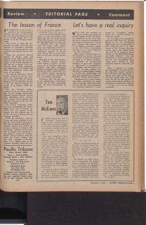   The Pacific Tribune - Friday, December 5, 1958   , page 5