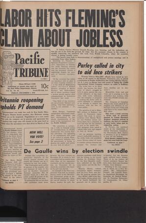   The Pacific Tribune - Friday, December 5, 1958   , page 1