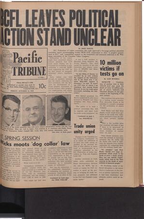   The Pacific Tribune - Friday, October 24, 1958   , page 1