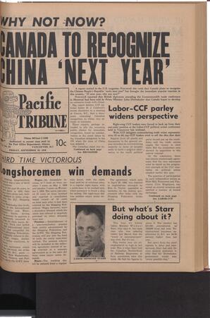   The Pacific Tribune - Friday, September 26, 1958   , page 1