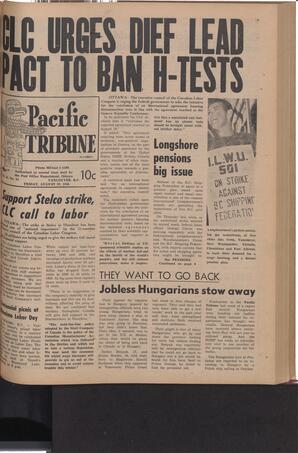   The Pacific Tribune - Friday, August 29, 1958   , page 1
