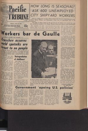   The Pacific Tribune - Friday, May 23, 1958   , page 1