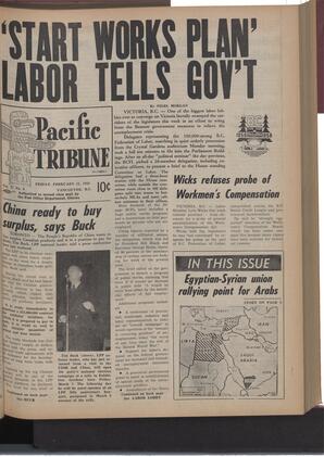   The Pacific Tribune - Friday, February 21, 1958   , page 1