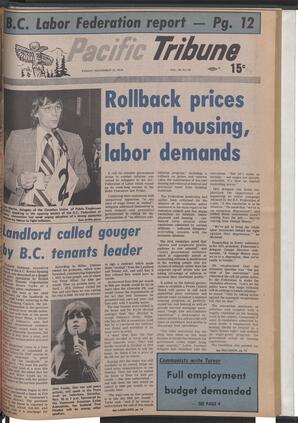   The Pacific Tribune - Friday, November 15, 1974   , page 1