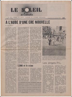 Le Soleil de Colombie, September 26, 1975, page 1